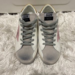 Golden Goose White and Pink Sneakers